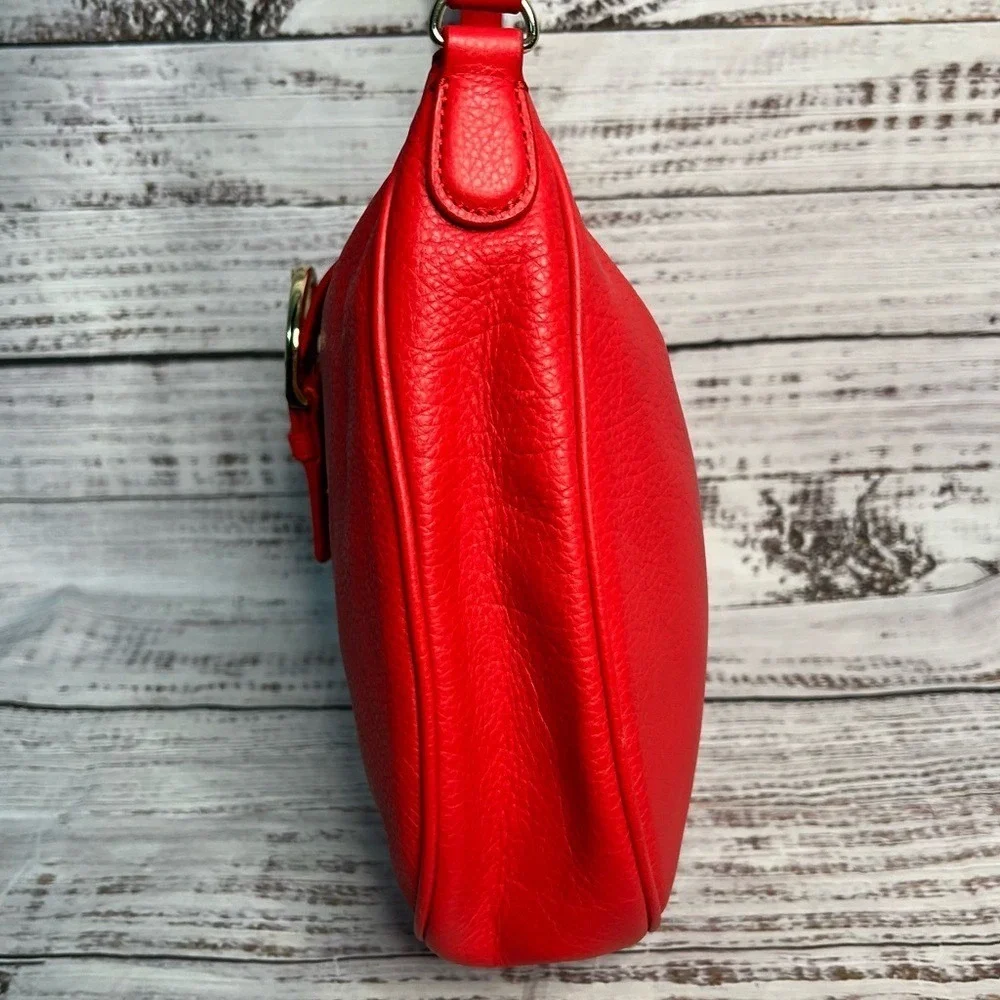 Talbots Soft Pebbled Leather Hobo Bag Red‎ Buckle Strap